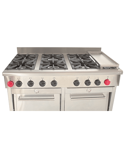COCINA 6 PLATOS PLANCHA, 2 HORNOS VCG-6P2HP / VCG-6P2HAI – MOMBERG CHILE