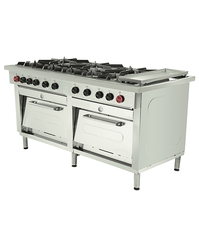 Cocina 8 platos 2 hornos y churrasquera - Equipa tu negocio en Digimaq.cl