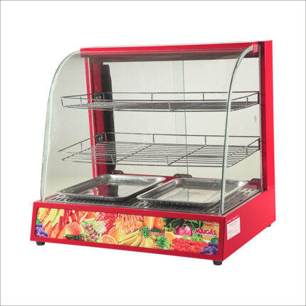 Exhibidor curvo mantenedor de calor