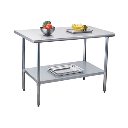 Mesón Centro Inox 120 x 100 x 85 cm - Repisa y Patas Acero Galv. ITA