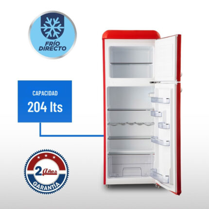 Refrigerador retro frió directo 204 Lts. Rojo Libero - imagen 2