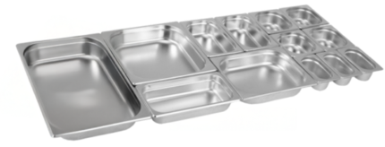 Depósito Gastronómico Acero Inox GN 1/1 - 530 x 325 x 65 - Caja 6 un ITA