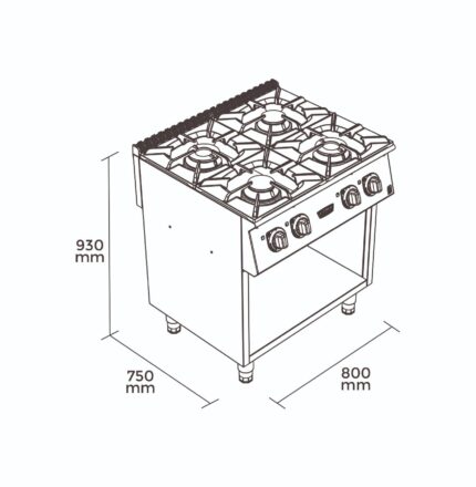 ANAFE 4 PLATOS C/ MUEBLE GLP - imagen 2