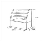 Vitrina pastelera curva 1500x750x1200mm - imagen 3