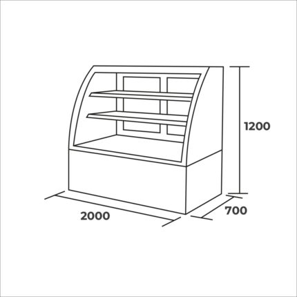 Vitrina pastelera curva 2000x750x1200mm - imagen 2